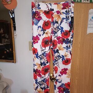 NEW Tribal Women's Pull on Ankle Jegging Floral Printed Denim Hot Coral 0